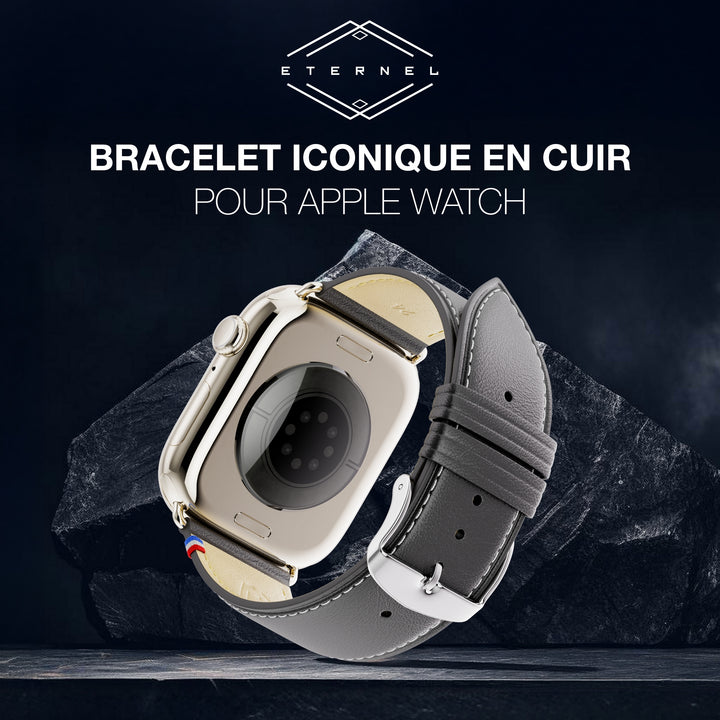 Simple tour - Cuir de vachette graissé Apple Watch Noir 44mm 45mm 46mm 49mm