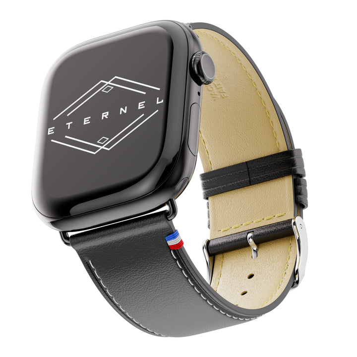 Simple tour - Cuir de vachette graissé Apple Watch Noir 44mm 45mm 46mm 49mm