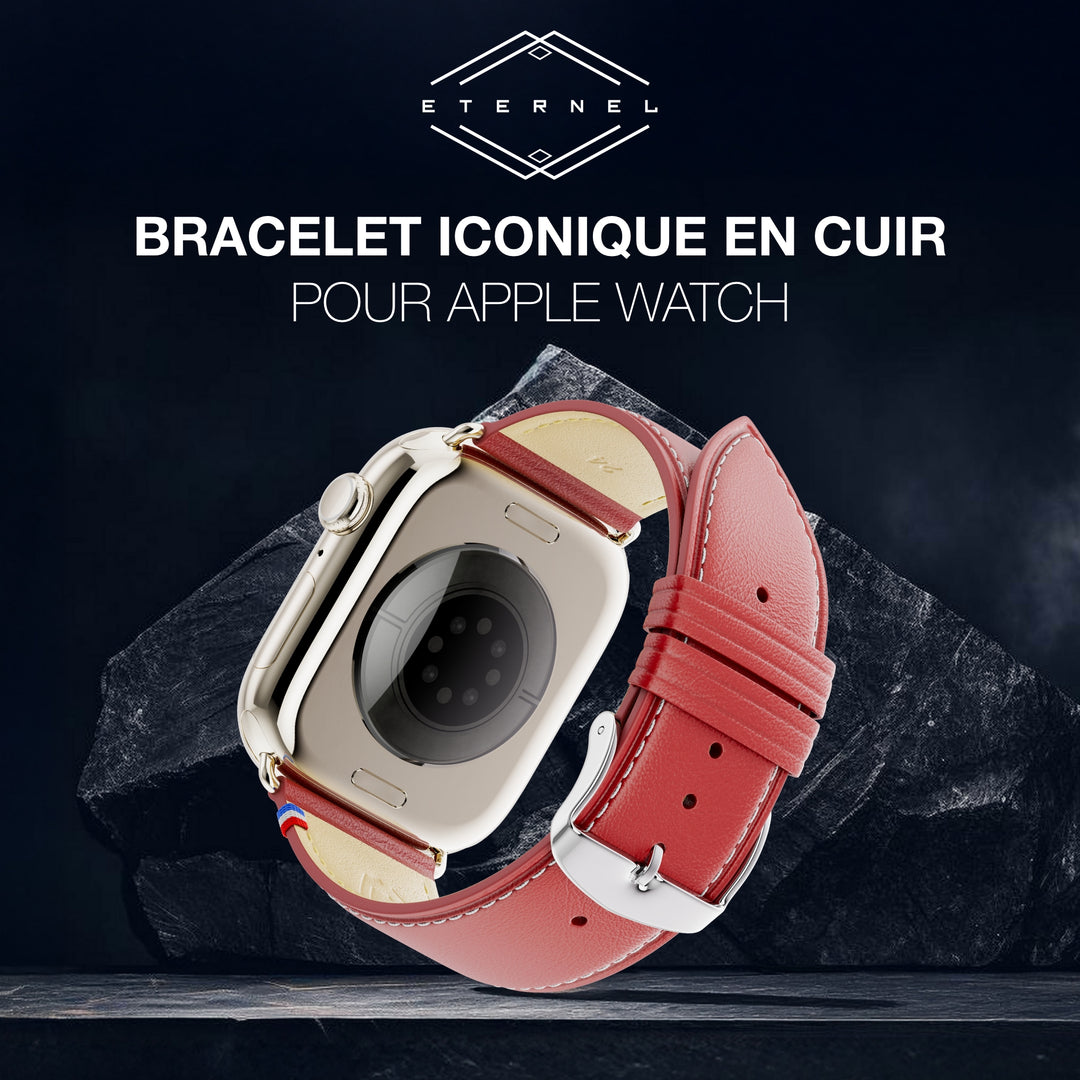 Simple tour - Cuir de vachette graissé Apple Watch Rouge 38mm 40mm 41mm 42mm