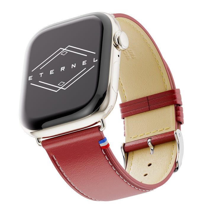 Simple tour - Cuir de vachette graissé Apple Watch Rouge 38mm 40mm 41mm 42mm