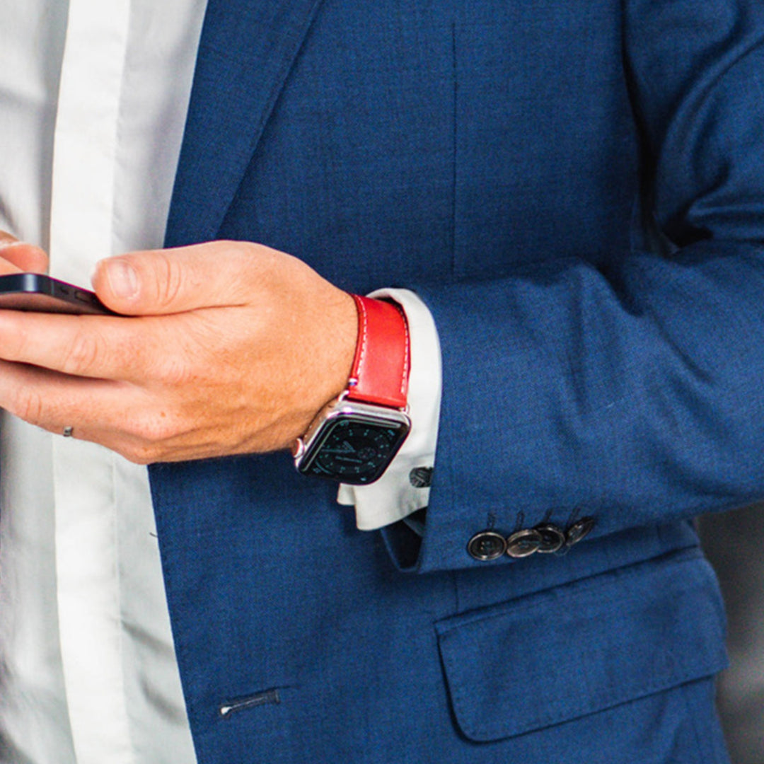 Simple tour - Cuir de vachette graissé Apple Watch Rouge 38mm 40mm 41mm 42mm