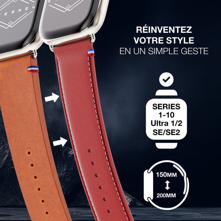 Simple Tour - Greased Cowhide Leather Apple Watch Red 46 / 49 mm