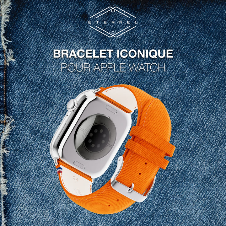 Denim – Apple Watch Leather Band with Denim Effect – Saffron 46 / 49 mm