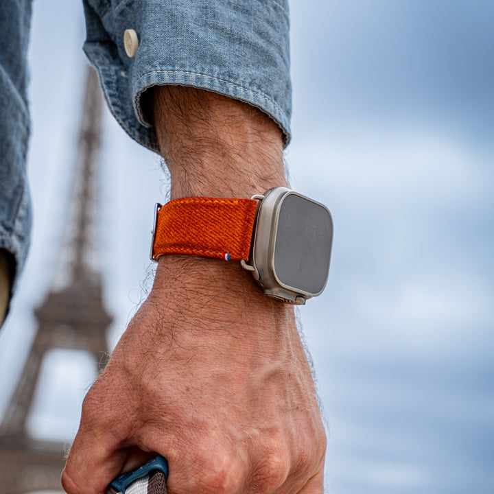 Denim – Apple Watch Leather Band with Denim Effect – Saffron 46 / 49 mm