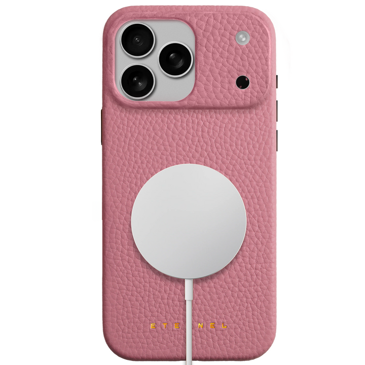 Coque Elise cuir grainé - iPhone 17 Pro - Rose