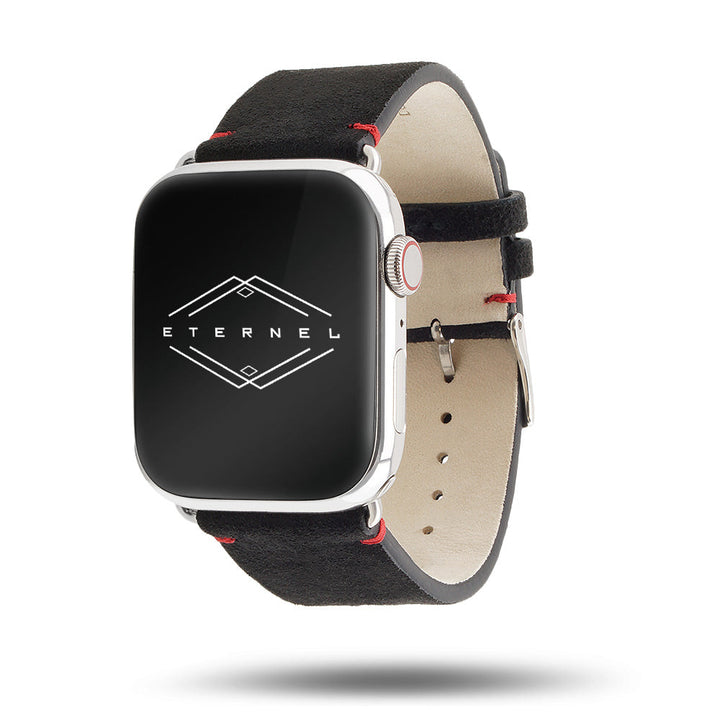 Maverick - Bracelet Apple Watch cuir de chèvre velours Noir 38mm 40mm 41mm 42mm