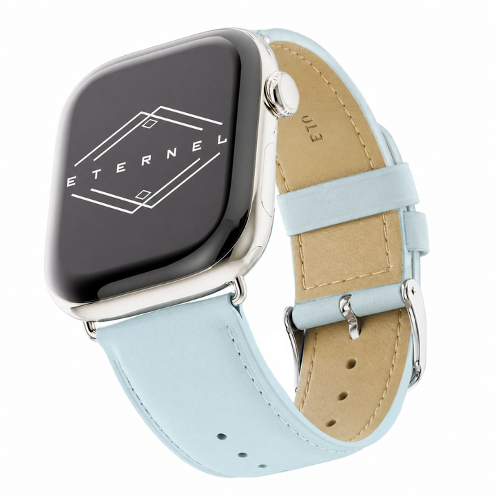 Holi Apple Watch - Bracelet cuir de vachette Bleu brume 44mm 45mm 46mm 49mm