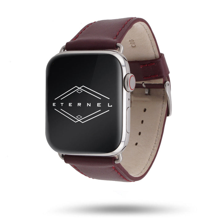 Holi Apple Watch - Bracelet cuir de vachette Bordeaux 38mm 40mm 41mm 42mm