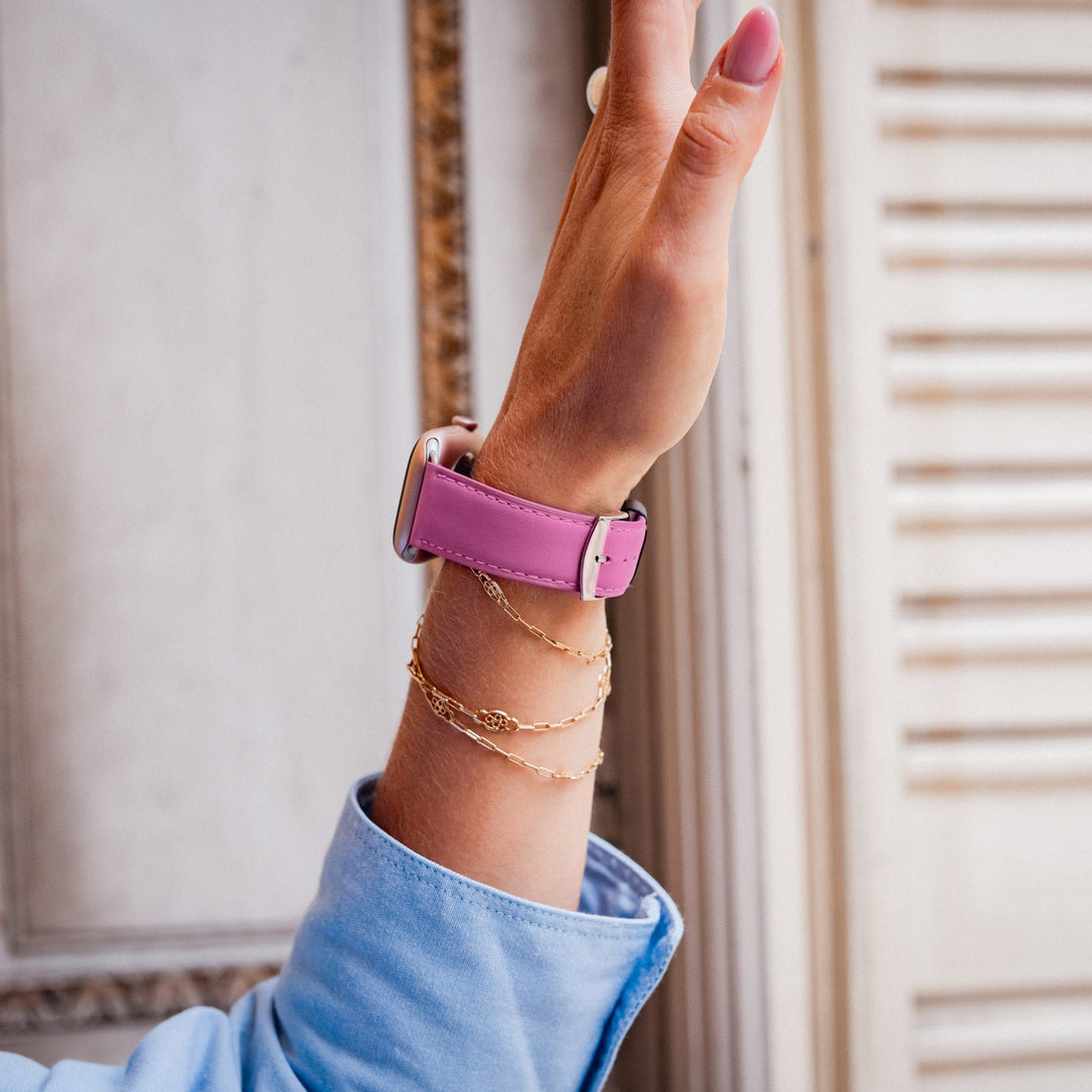 Holi Apple Watch - Bracelet cuir de vachette Rose 38mm 40mm 41mm 42mm