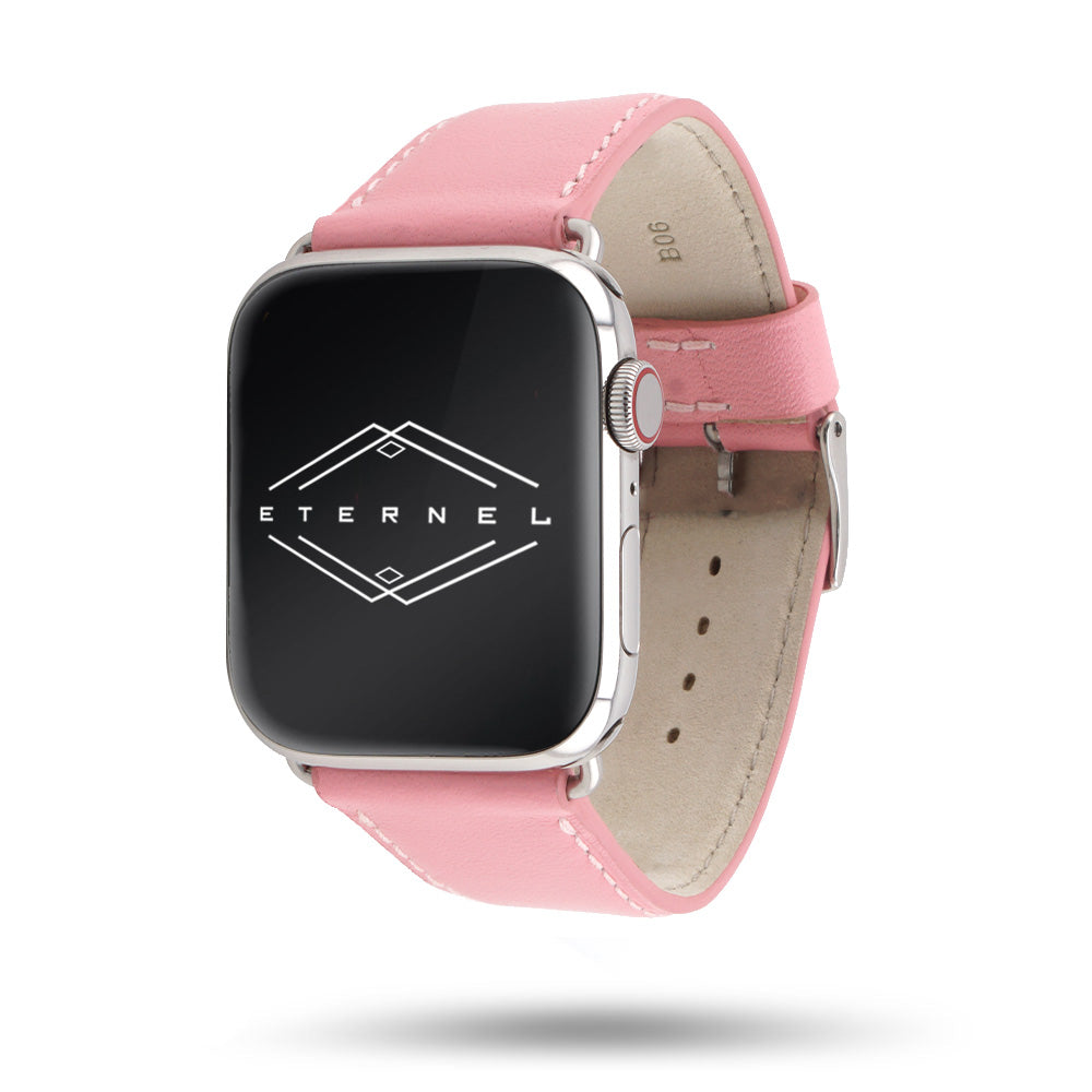Holi Apple Watch - Bracelet cuir de vachette Rose pastel 44mm 45mm 46mm 49mm
