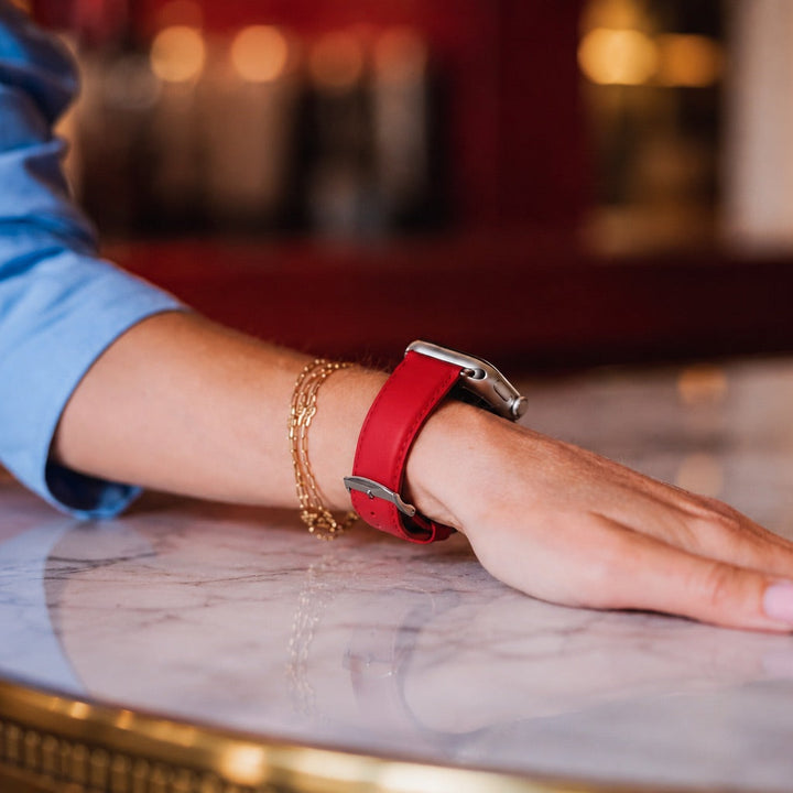Holi Apple Watch - Bracelet cuir de vachette Rouge 38mm 40mm 41mm 42mm