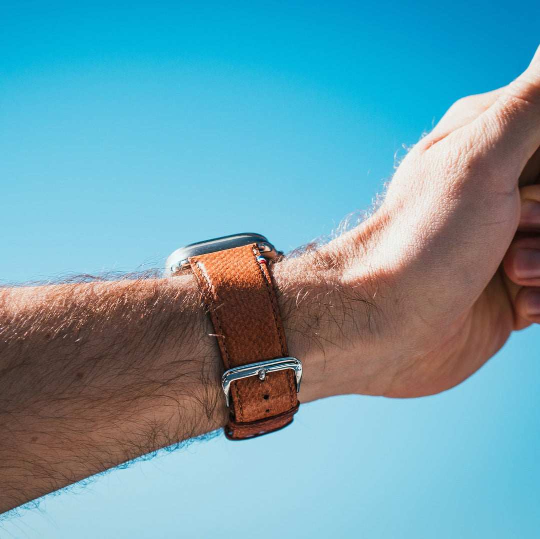 Horizon - Cuir marin français upcyclé - Bracelet Apple Watch Aurore 44mm 45mm 46mm 49mm