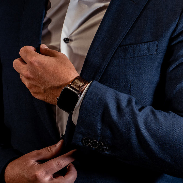 Horizon - Cuir marin français upcyclé - Bracelet Apple Watch Tourbe 44mm 45mm 46mm 49mm