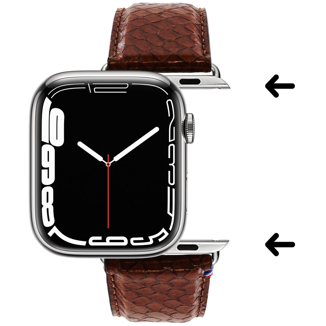 Odyssée - Cuir marin français upcyclé - Bracelet Apple Watch Ambre 44mm 45mm 46mm 49mm
