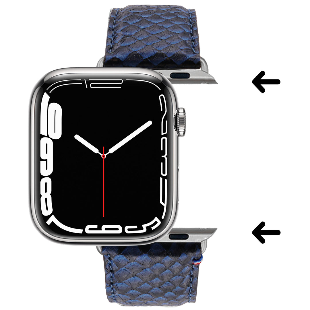 Odyssée - Cuir marin français upcyclé - Bracelet Apple Watch Bleu Circé 38mm 40mm 41mm 42mm