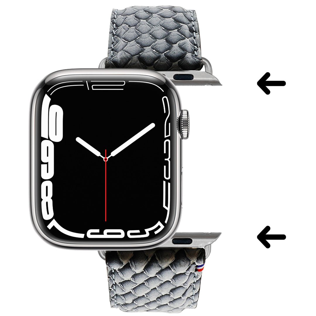 Odyssée - Cuir marin français upcyclé - Bracelet Apple Watch Cristal 44mm 45mm 46mm 49mm