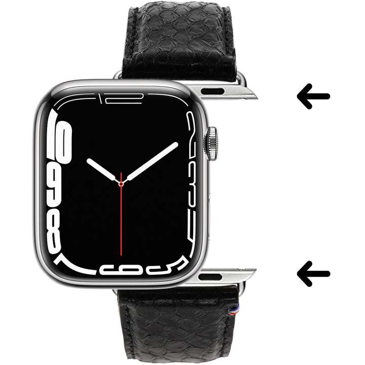 Odyssee - Upgecyceltes französisches Meeresleder - Apple Watch Armband Obsidian 46 / 49 mm
