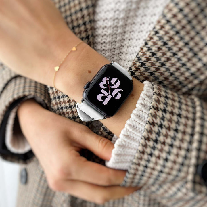 Aquarelle - Bracelet Apple Watch cuir petite taille Blanc 44mm 45mm 46mm 49mm