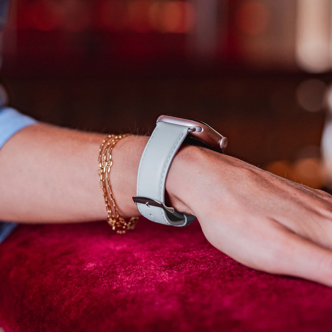 Holi Apple Watch - Bracelet cuir de vachette Bleu brume 44mm 45mm 46mm 49mm