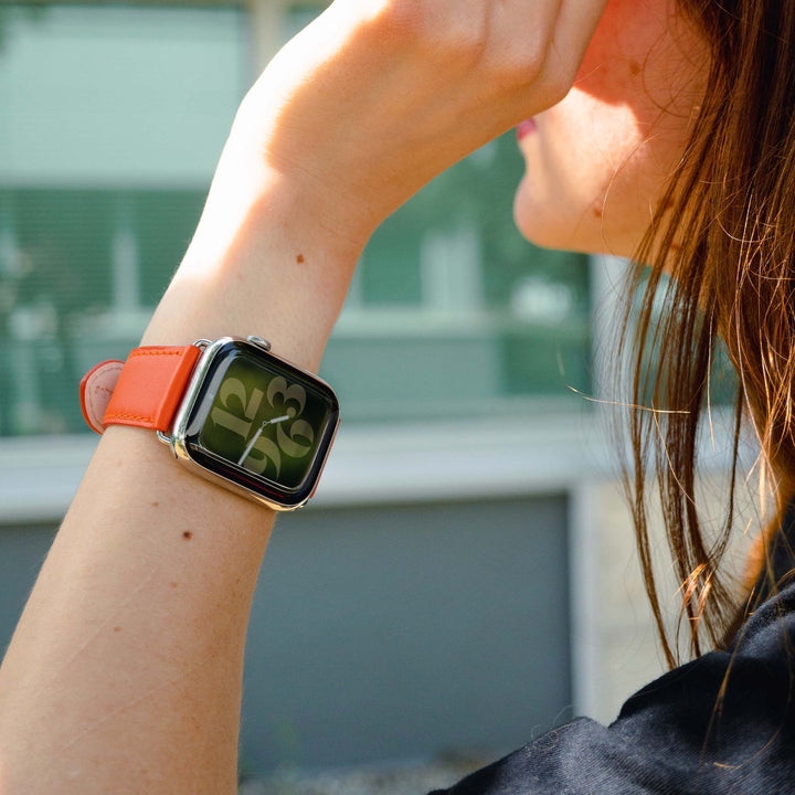 Holi Apple Watch - Bracelet cuir de vachette Orange 38mm 40mm 41mm 42mm