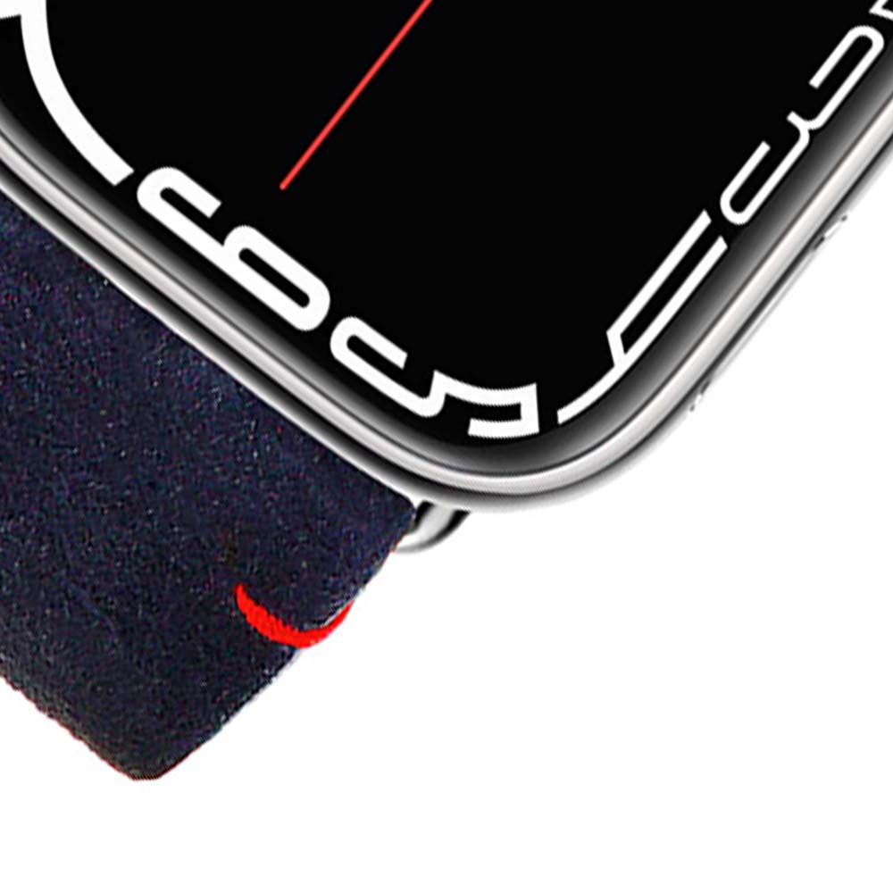 Maverick - Bracelet Apple Watch cuir de chèvre velours Marine 38mm 40mm 41mm 42mm