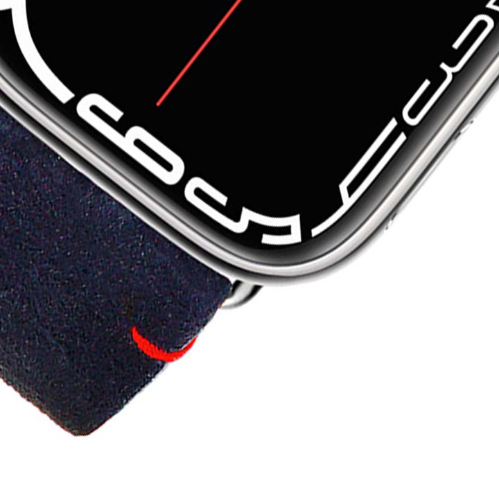 Maverick - Bracelet Apple Watch cuir de chèvre velours Marine 38mm 40mm 41mm 42mm