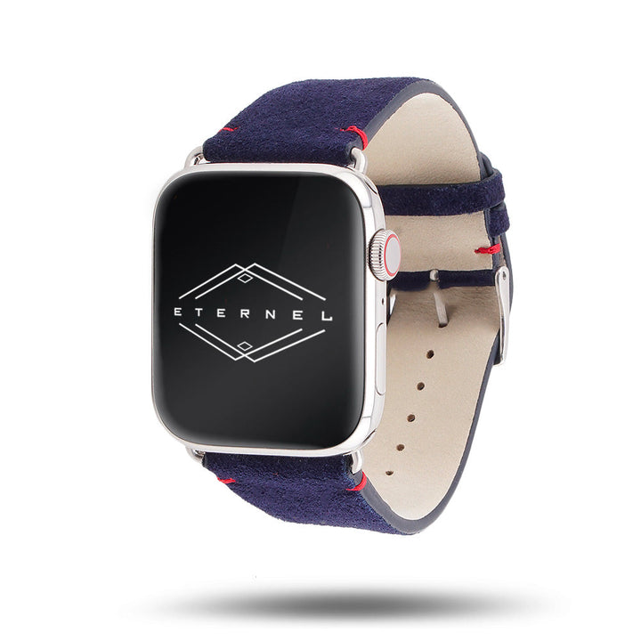 Maverick - Bracelet Apple Watch cuir de chèvre velours Marine 38mm 40mm 41mm 42mm