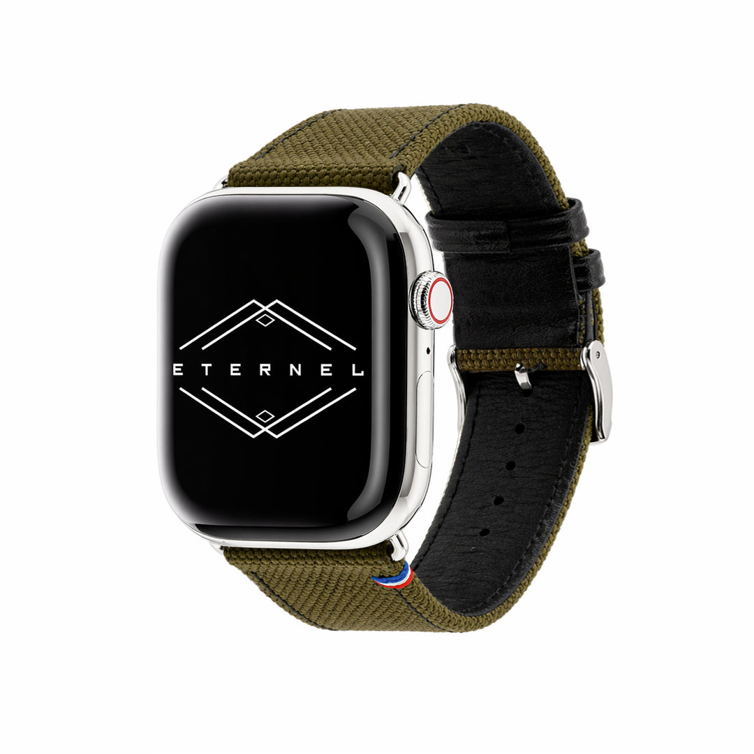 New Rover - Bracelet Apple Watch tissu renforcé Kaki 38mm 40mm 41mm 42mm