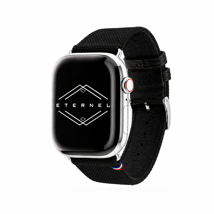 New Rover - Bracelet Apple Watch tissu renforcé Noir 38mm 40mm 41mm 42mm