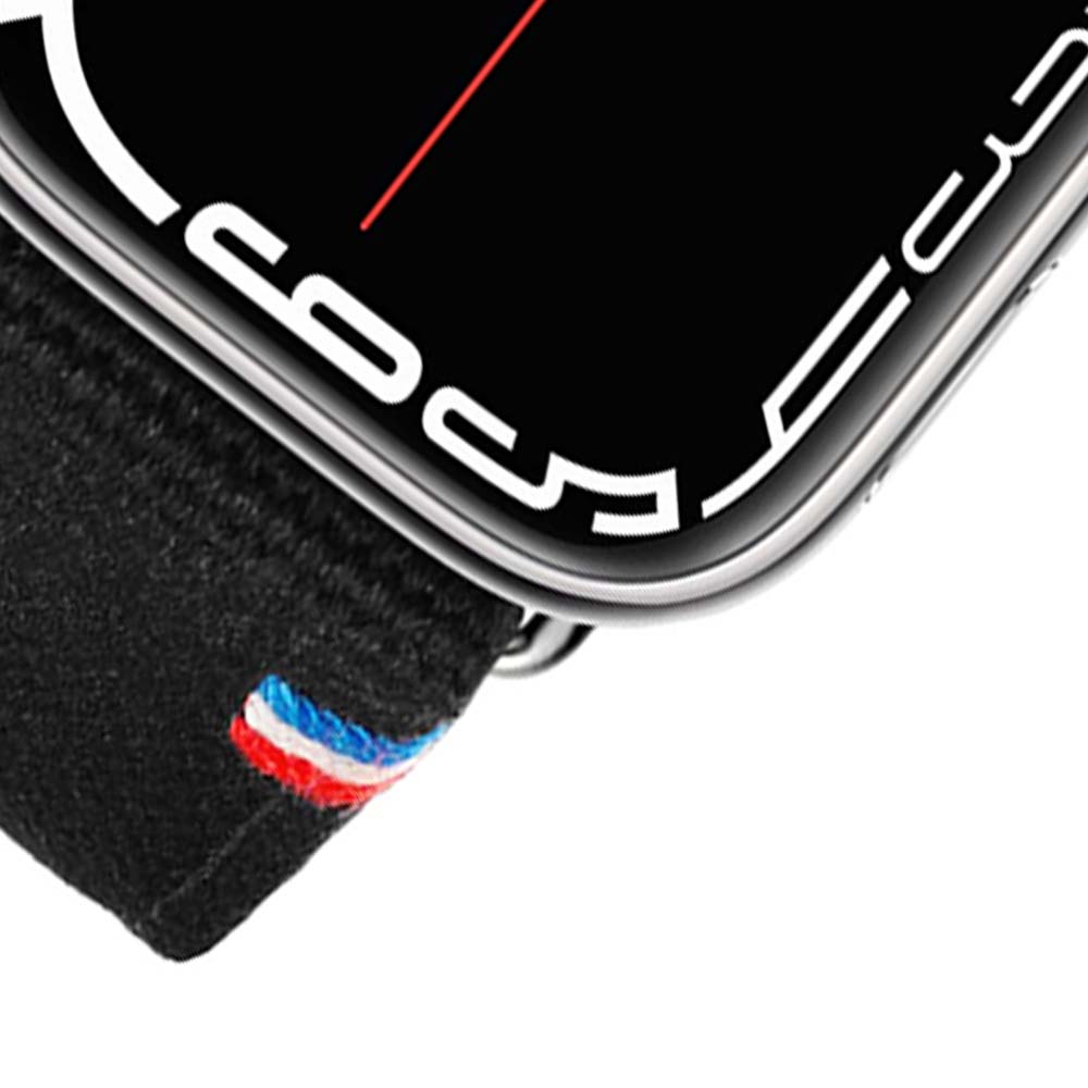 New Rover - Bracelet Apple Watch tissu renforcé Noir 38mm 40mm 41mm 42mm