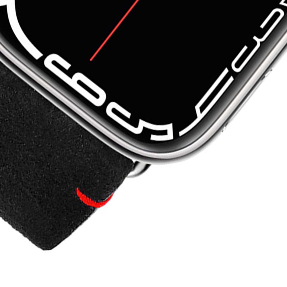 Maverick - Bracelet Apple Watch cuir de chèvre velours Noir 38mm 40mm 41mm 42mm