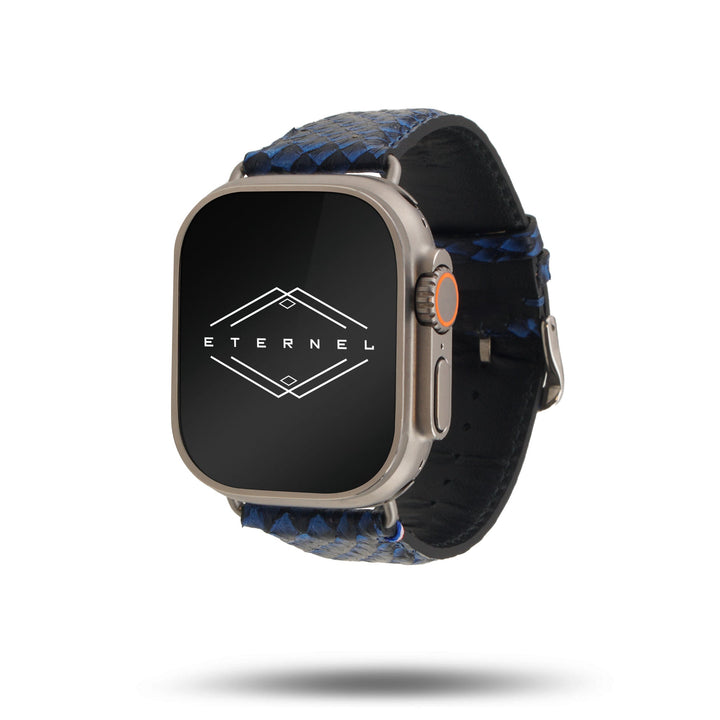 Odyssée - Cuir marin français upcyclé - Bracelet Apple Watch Bleu Circé 38mm 40mm 41mm 42mm