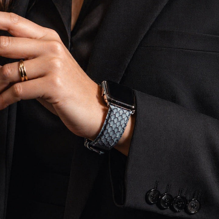 Odyssée - Cuir marin français upcyclé - Bracelet Apple Watch Cristal 44mm 45mm 46mm 49mm
