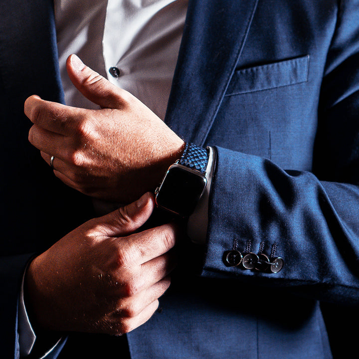 Odyssée - Cuir marin français upcyclé - Bracelet Apple Watch Bleu Circé 38mm 40mm 41mm 42mm