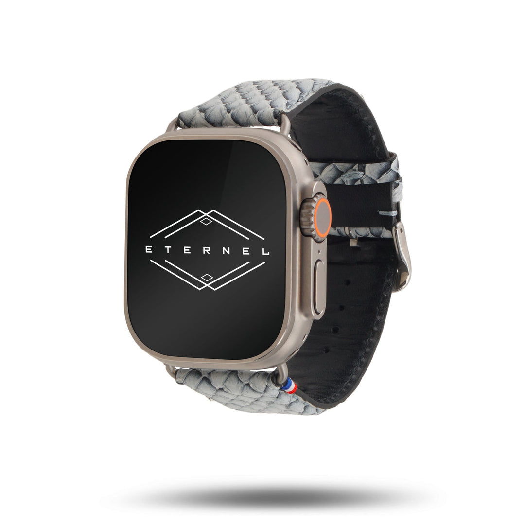 Odyssée - Upcycled French Marine Leather - Apple Watch Strap Crystal 42 mm