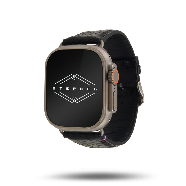 Odyssée - Upcycled French Marine Leather - Obsidian Apple Watch Strap 42 mm