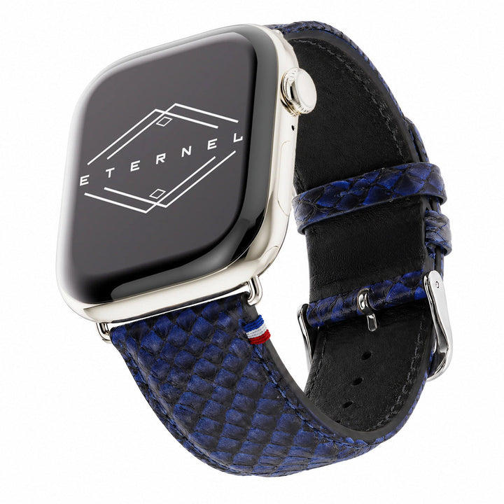 Odyssée - Cuir marin français upcyclé - Bracelet Apple Watch Bleu Circé 38mm 40mm 41mm 42mm