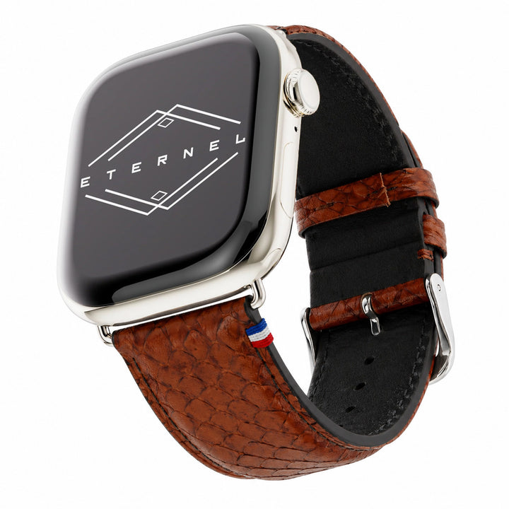 Odyssée - Cuir marin français upcyclé - Bracelet Apple Watch Ambre 44mm 45mm 46mm 49mm