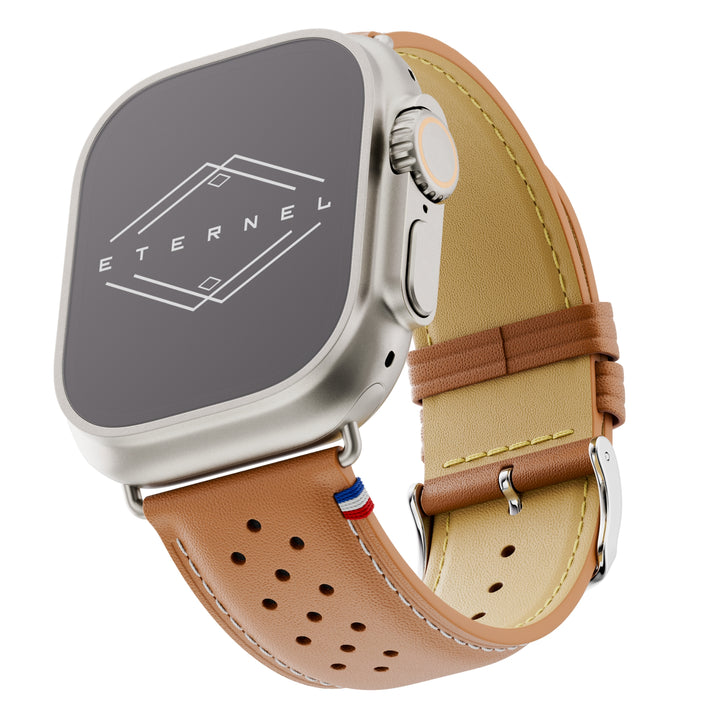 Roadster - Bracelet Apple Watch cuir perforé Gold 44mm 45mm 46mm 49mm