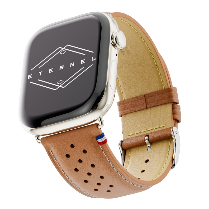 Roadster - Bracelet Apple Watch cuir perforé Gold 44mm 45mm 46mm 49mm