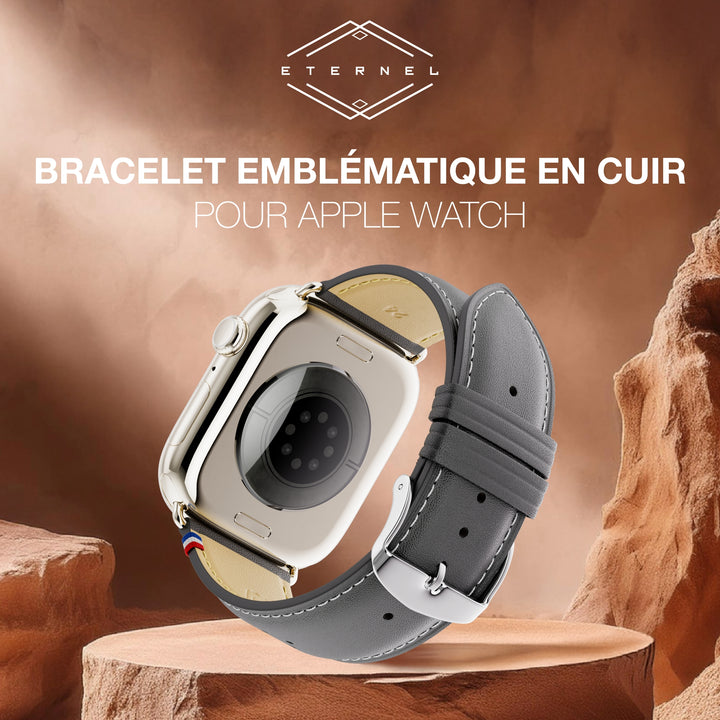 Roadster - Bracelet Apple Watch cuir perforé Noir 44mm 45mm 46mm 49mm