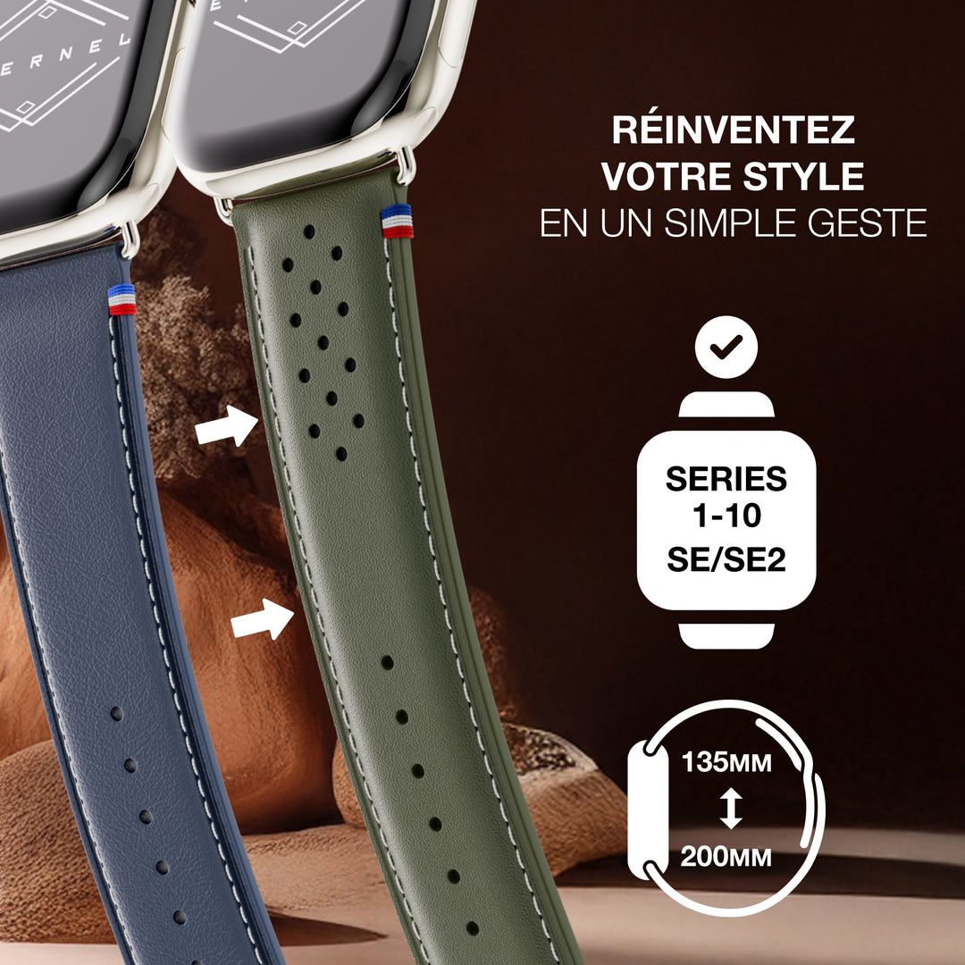 Roadster - Forest Green Perforated Leather Apple Watch Strap 42 mm