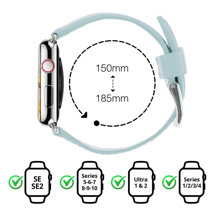 Holi Apple Watch - Bracelet cuir de vachette Bleu brume 38mm 40mm 41mm 42mm